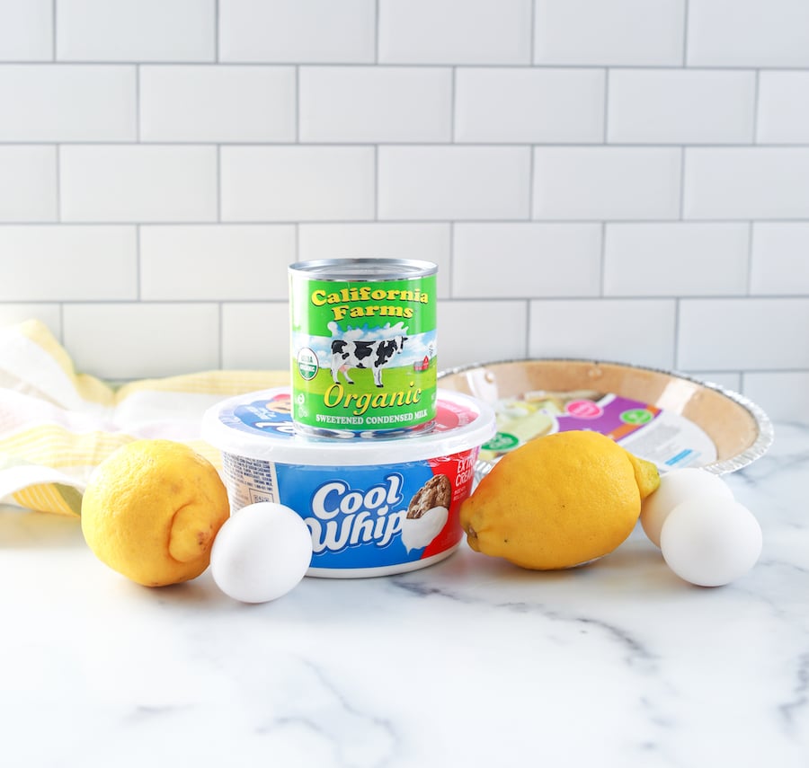 Lemon Icebox Pie ingredients on counter 