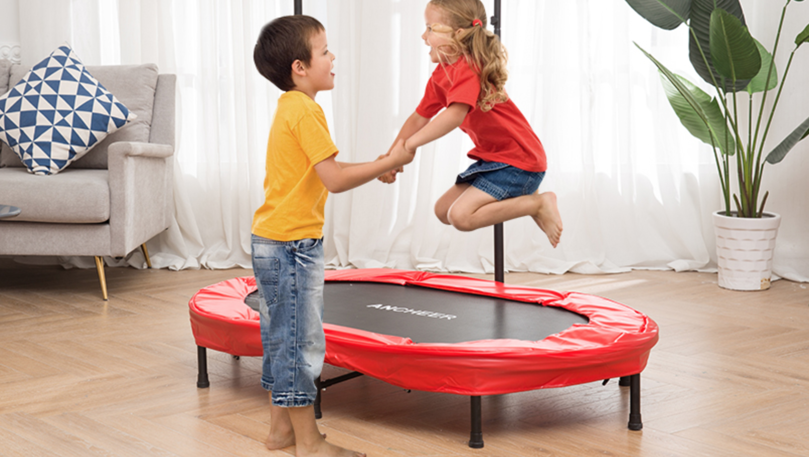 kids on a trampoline