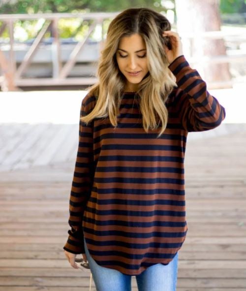 navy brown gradie top