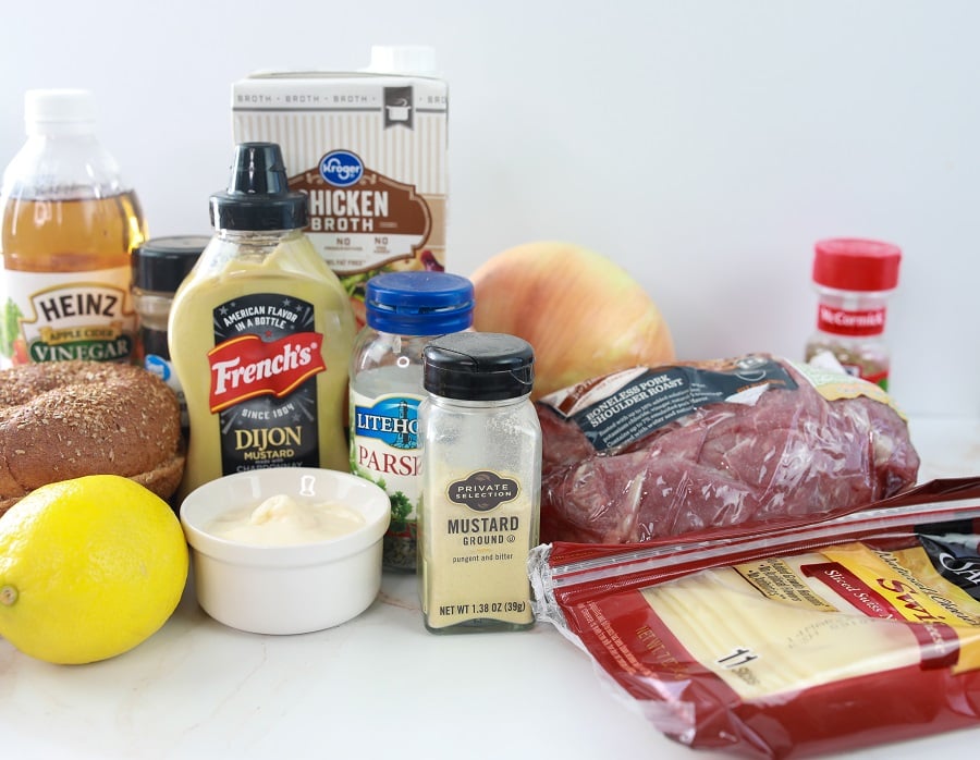 pork sandwich ingredients on counter