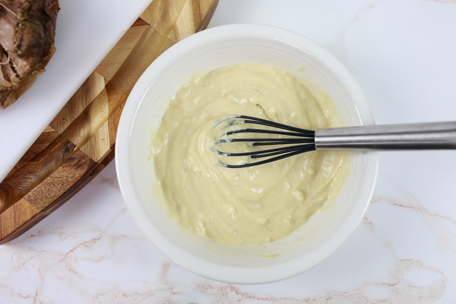 mojo spread being whisked in a bowl