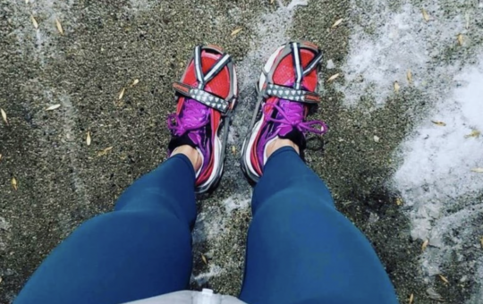 YakTrax on Shoes with ice