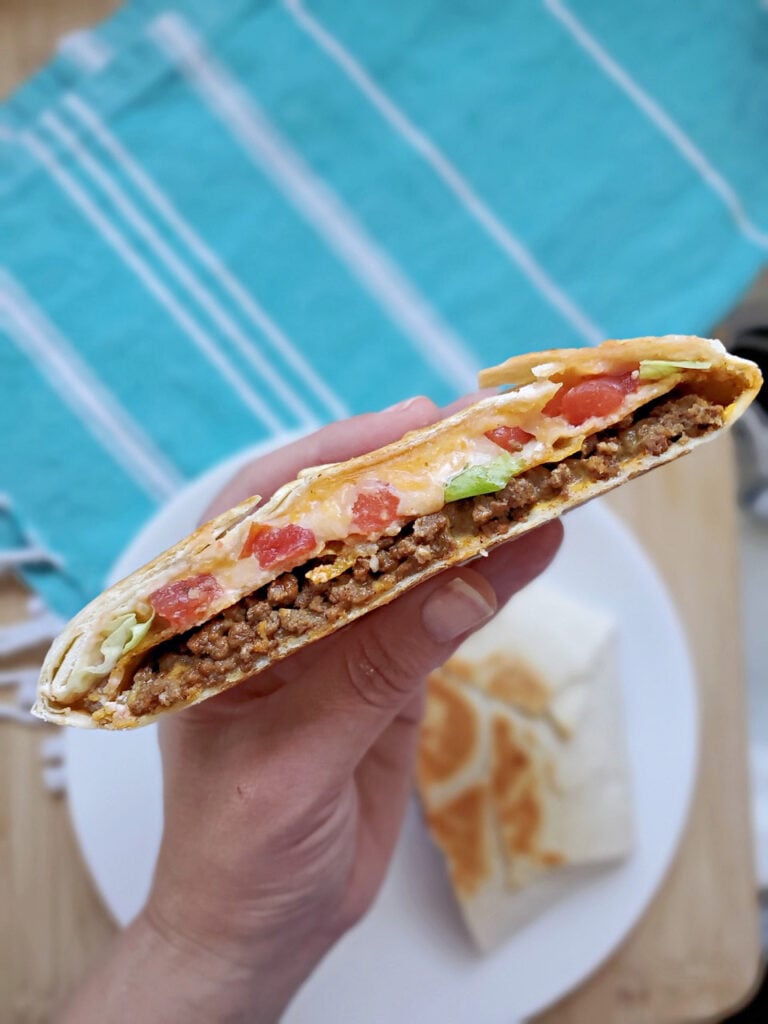 inside of homemade crunchwrap