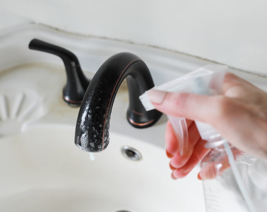 Spraying DIY Soap Scum Remover