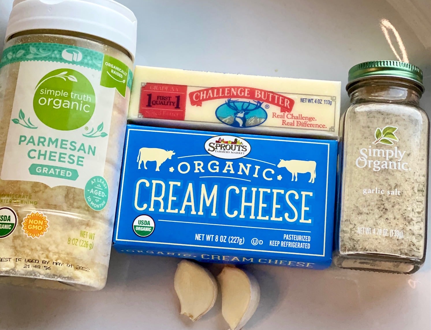 Homemade Alfredo Sauce Recipe ingredients on countertop