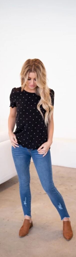 black dotty top