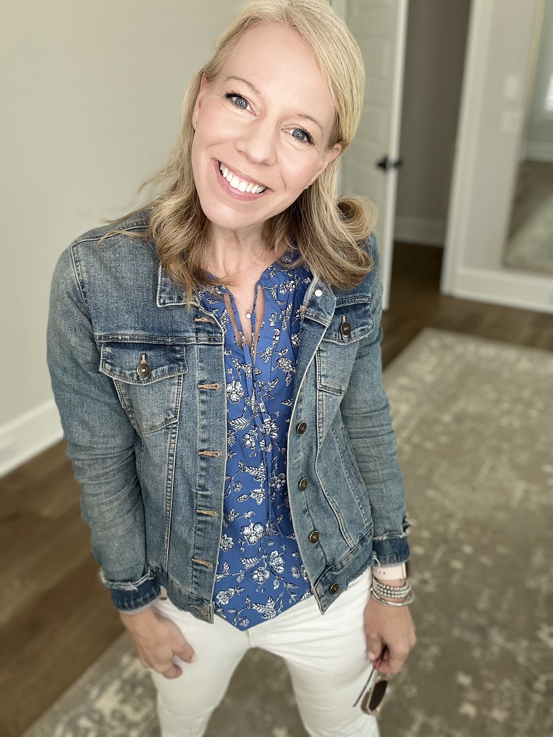 loft blue floral blouse