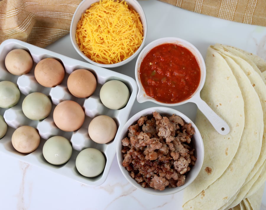 Ingredients for Breakfast Burritos