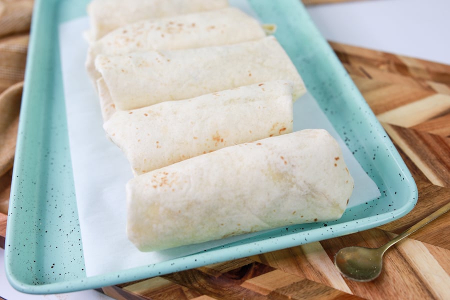 rolled burritos to flash freeze