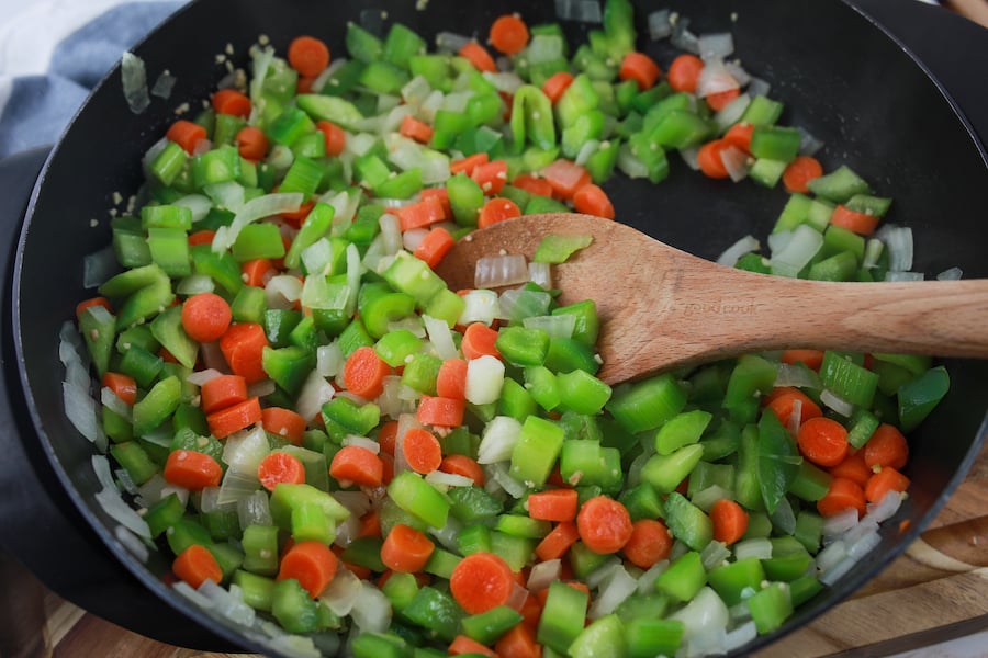 Crockpot Cabbage Soup celery and carrots cooking in pot