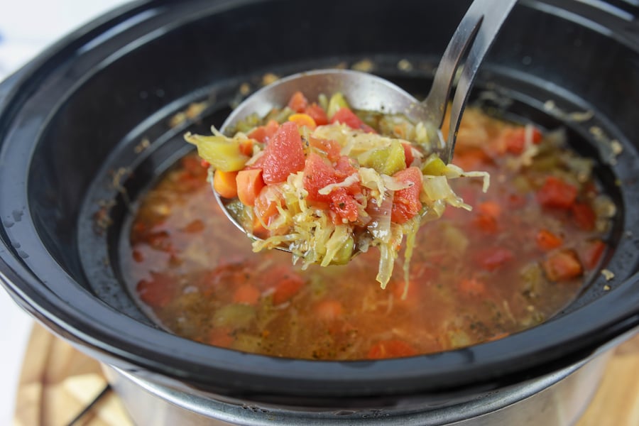Crockpot Cabbage Soup spoon of soup