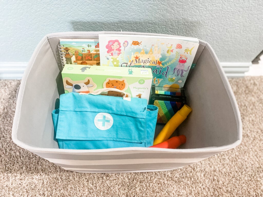 toddler basket when parent is helping with new baby 