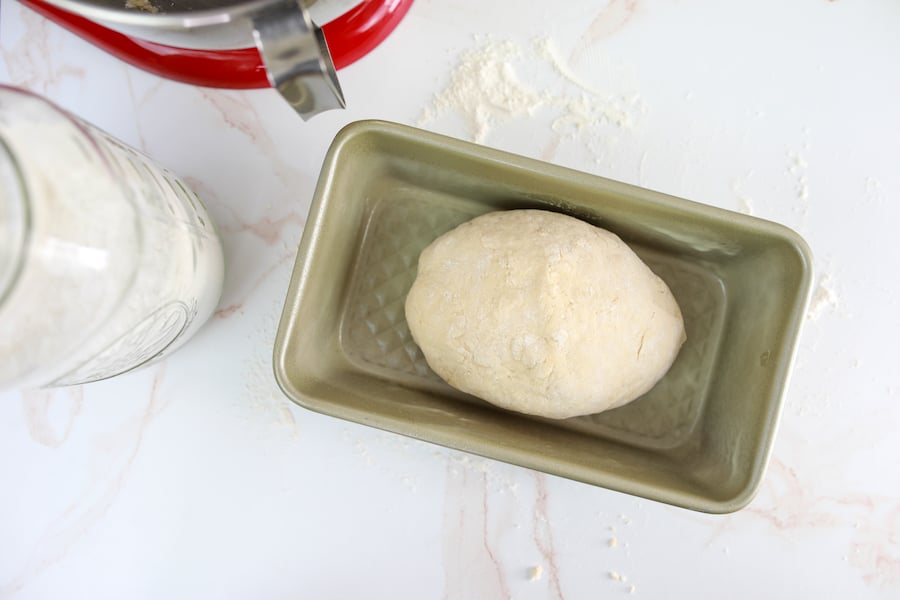 bread dough in pan
