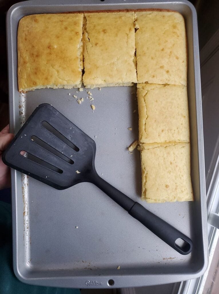 sheet pan pancakes cut into squares