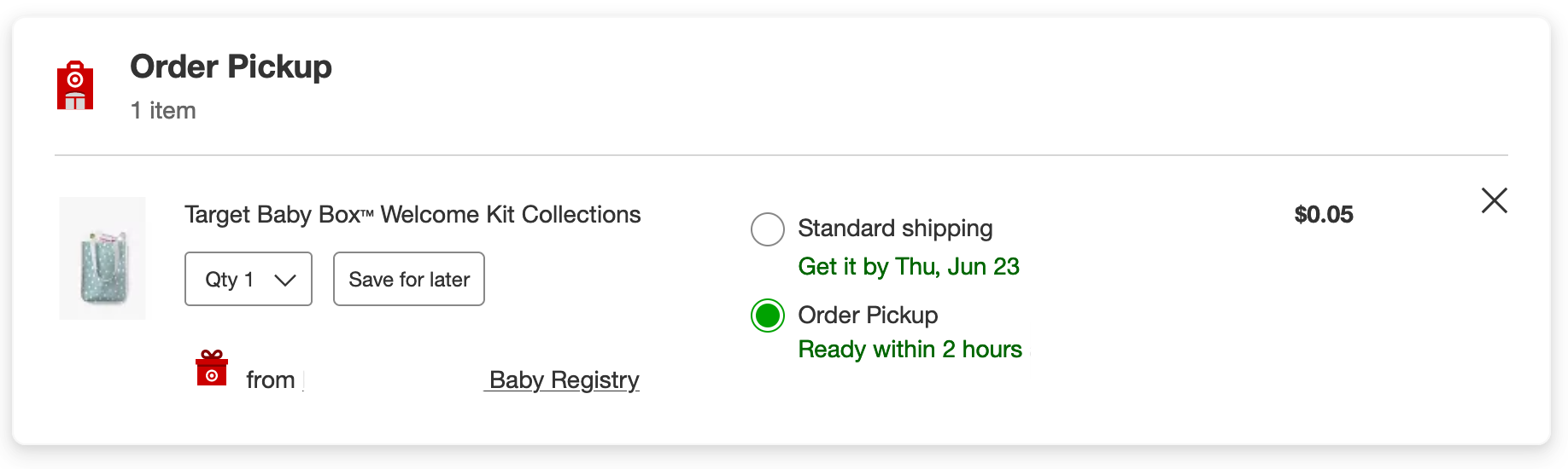 target baby box pickup