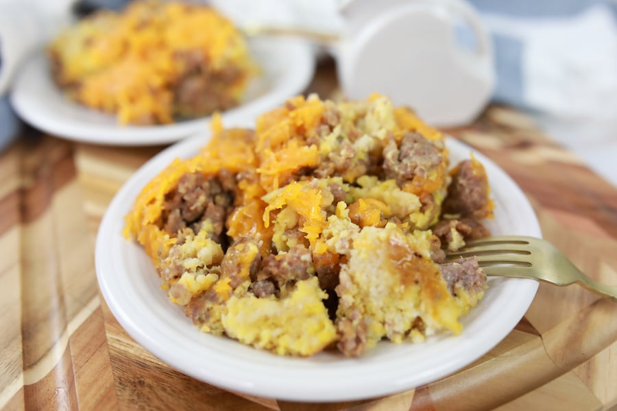 finished Breakfast Bake on white plate