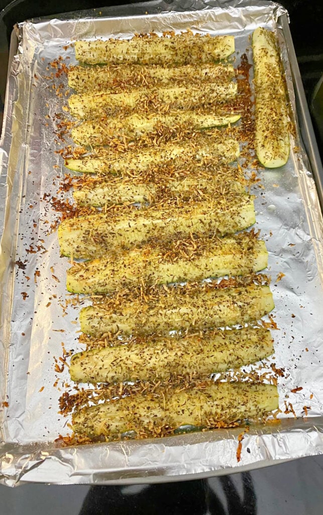 baked parmesan zucchini on baking dish
