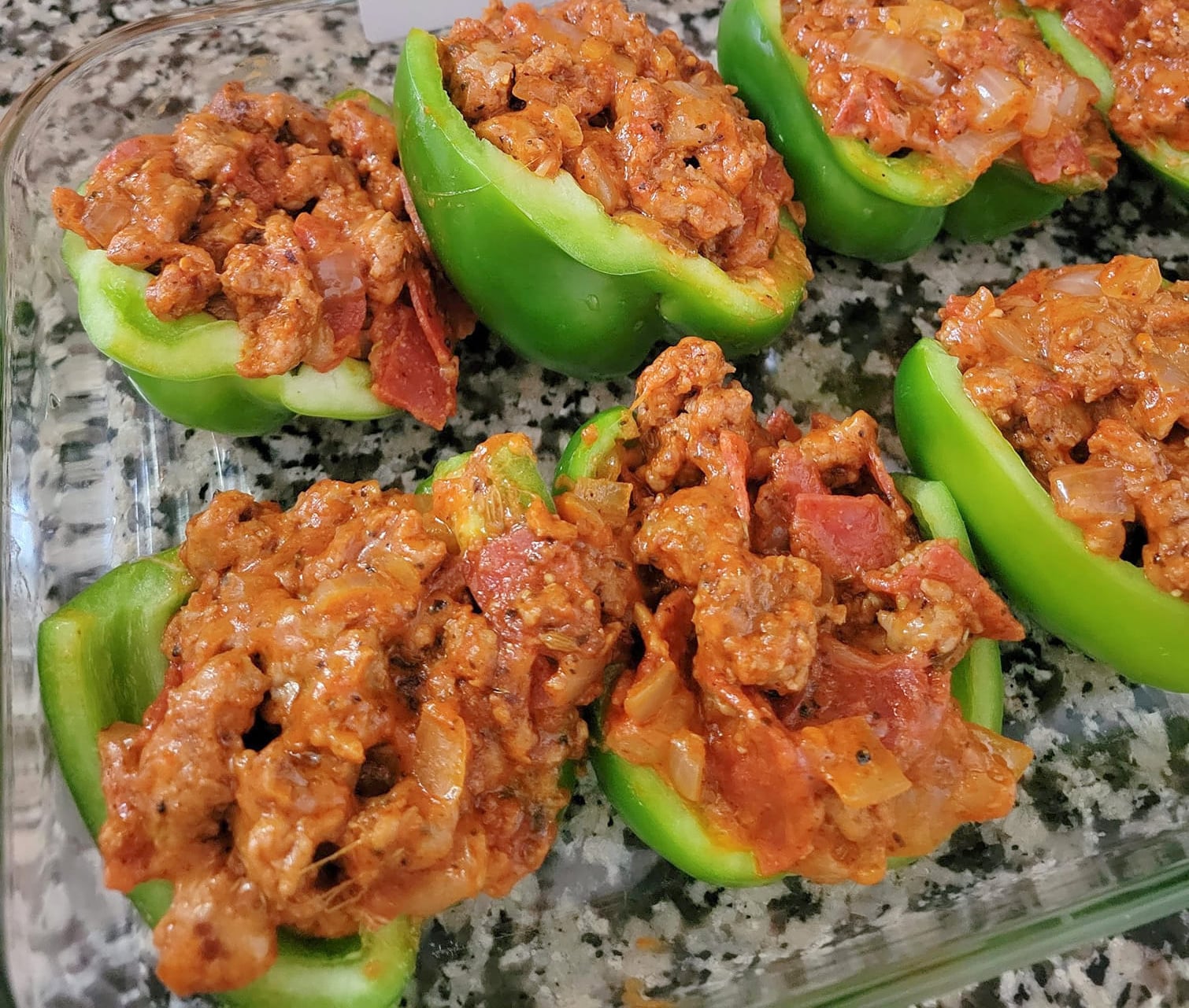 stuffed peppers on countertop