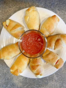 pizza crescents in circle on plate