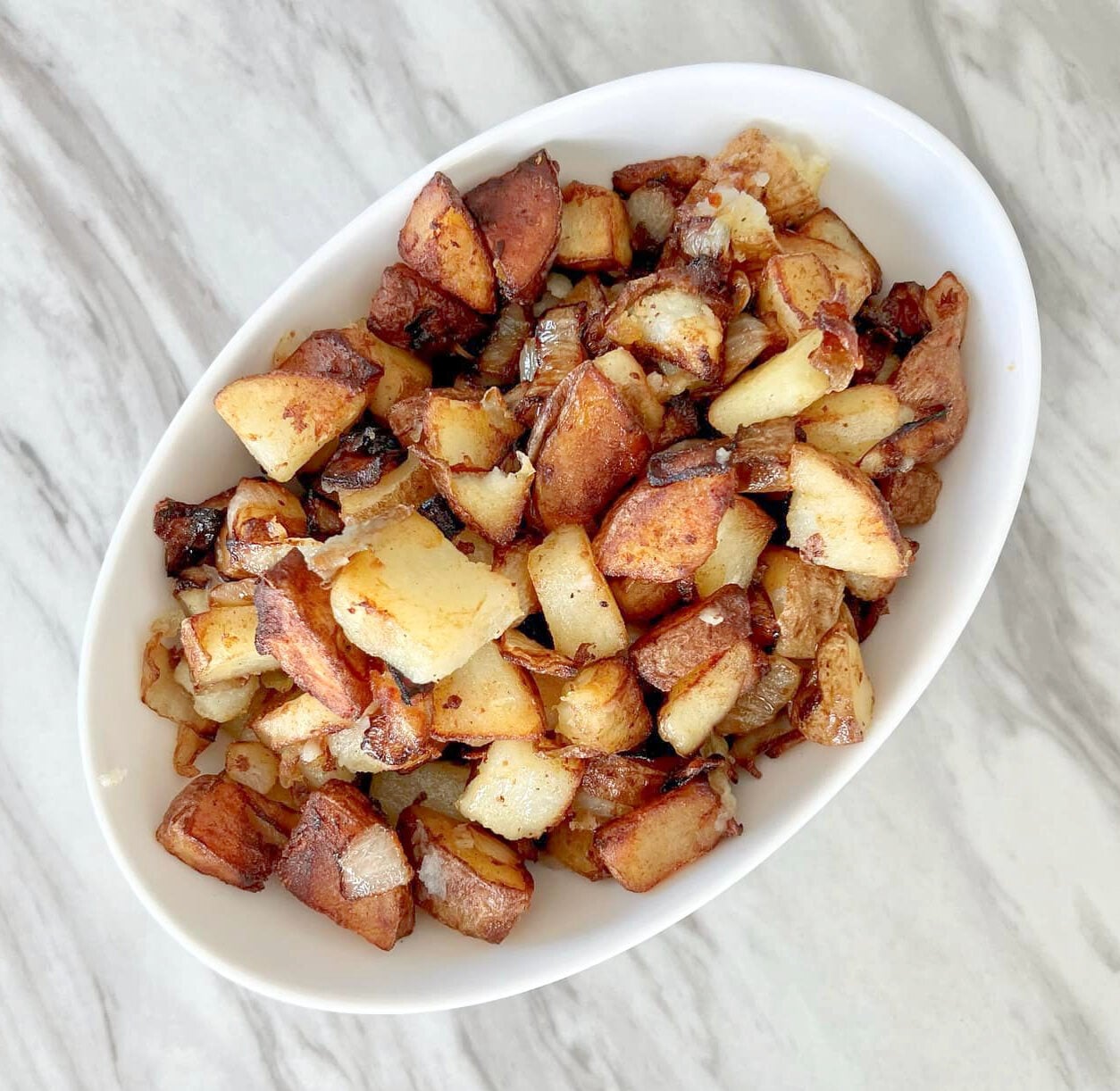 Bowl of Country Friend Potatoes ready to eat