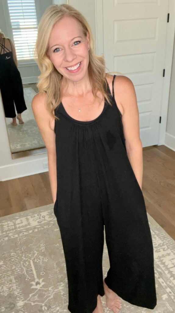 laurie black jumpsuit with pockets