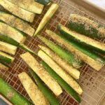 Hot our of the oven perfect parmesan zucchini, yum!