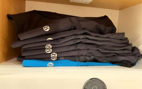 lululemon clothing on shelf