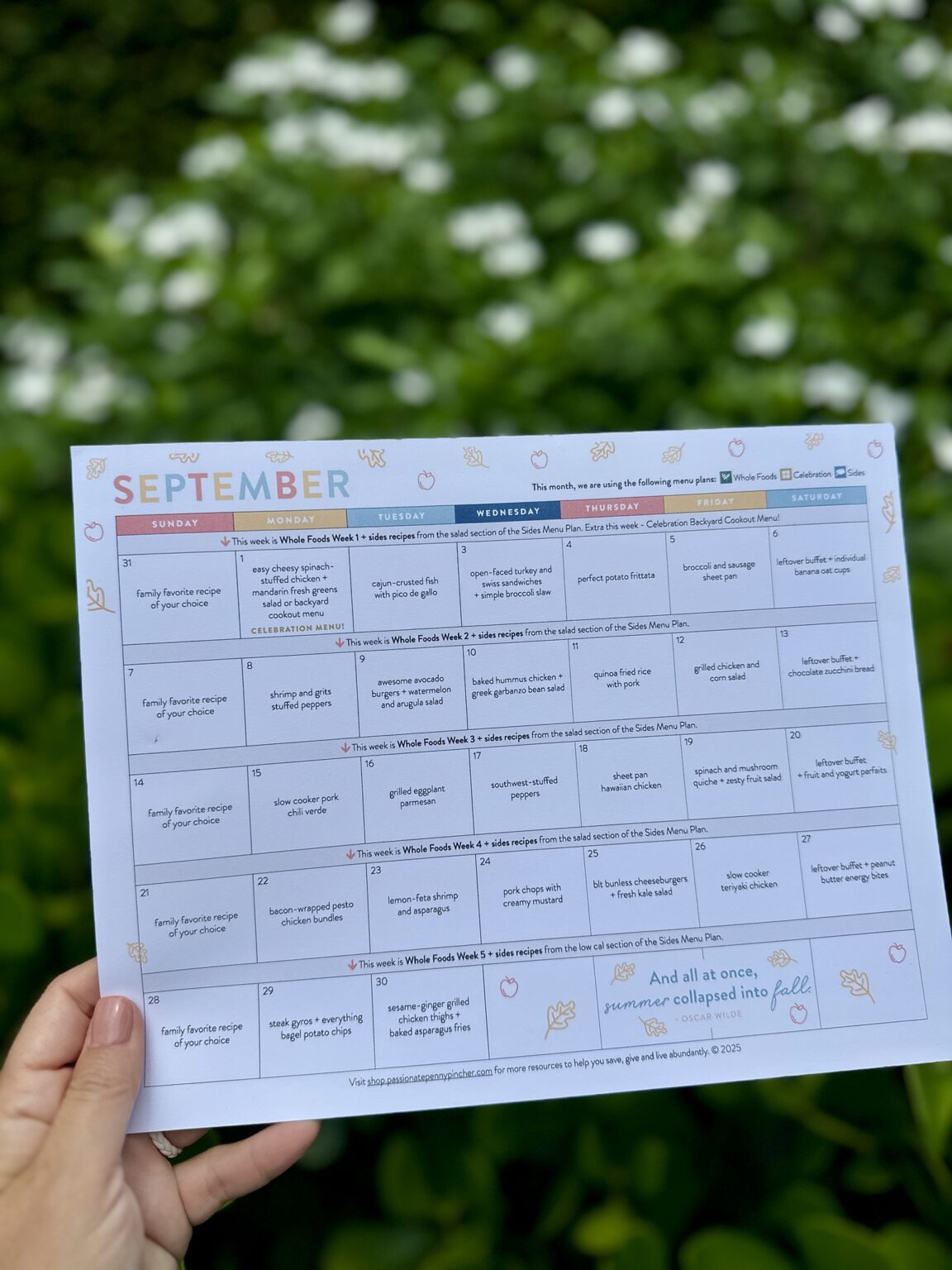 September Menu Plan + FREE Menu Calendar Printable!