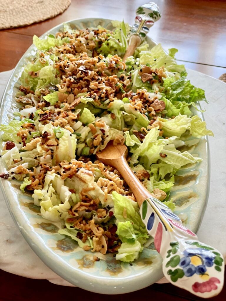 Napa Salad on Platter with Tongs