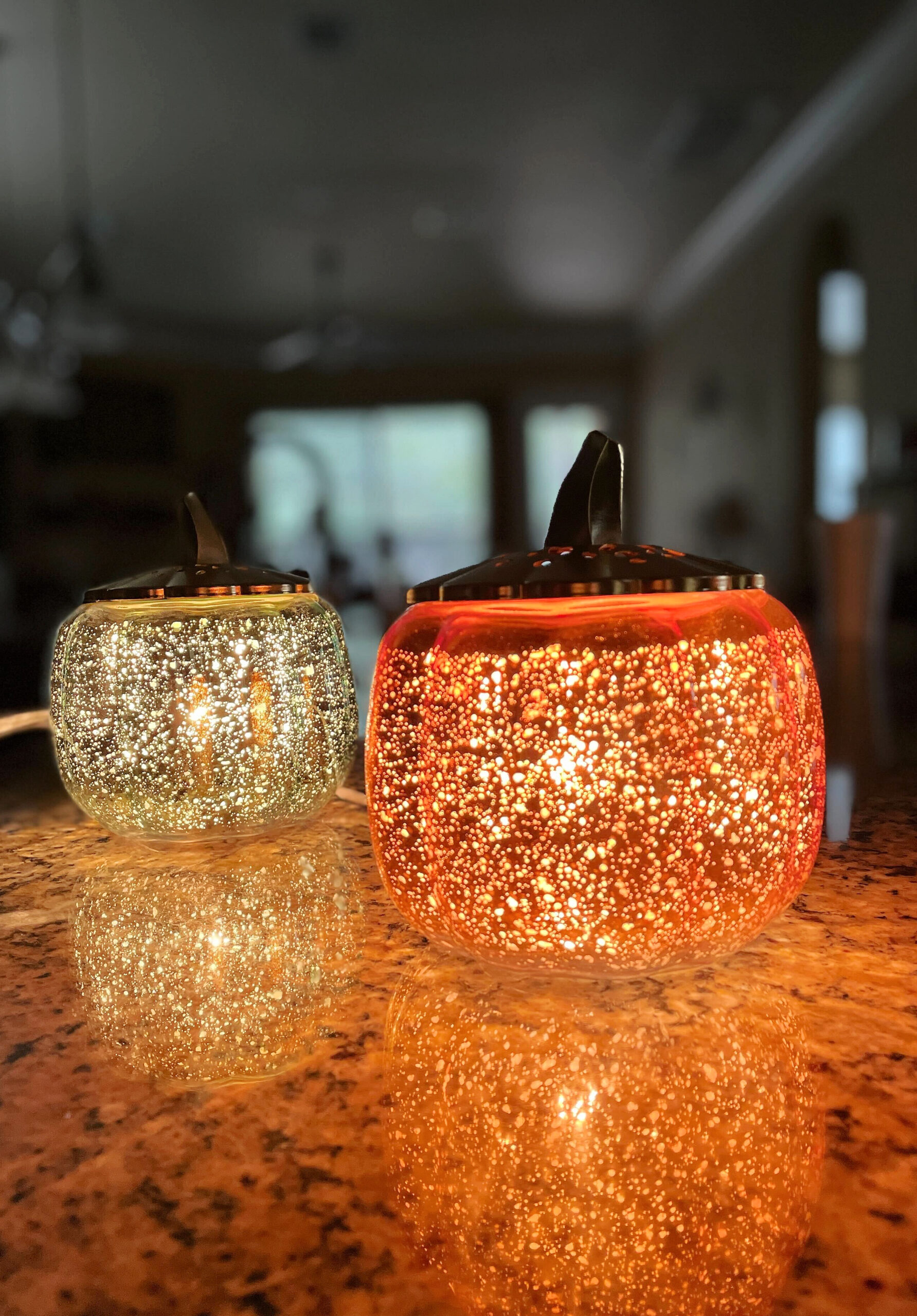 lit pumpkins