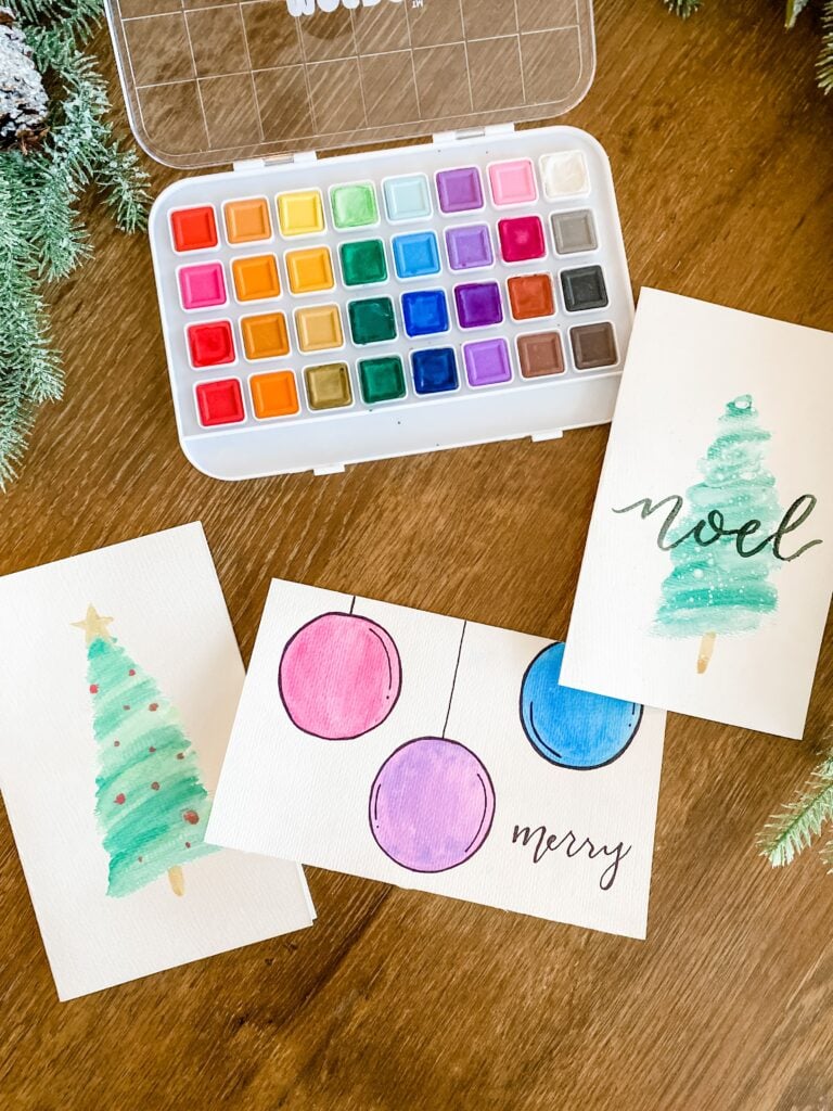 how to make your own watercolor Christmas cards 
