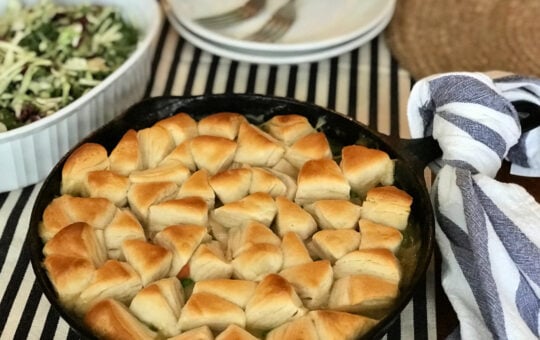 Delicious turkey and biscuit skillet