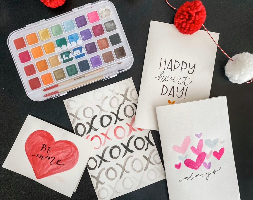 DIY Watercolor Valentine Cards
