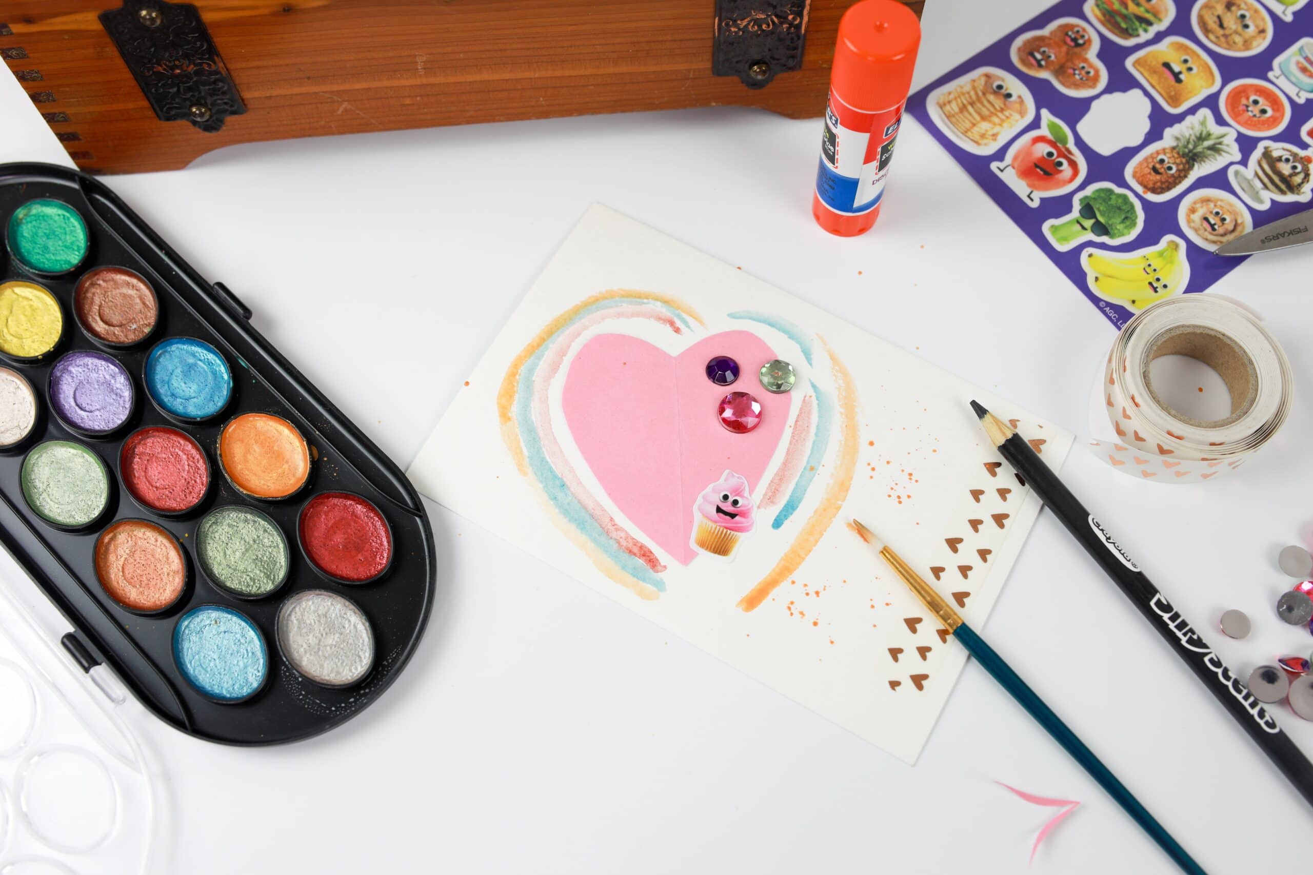painting card stock with water colors 