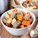 Hot, delicious rustic beef stew