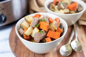Hot, delicious rustic beef stew