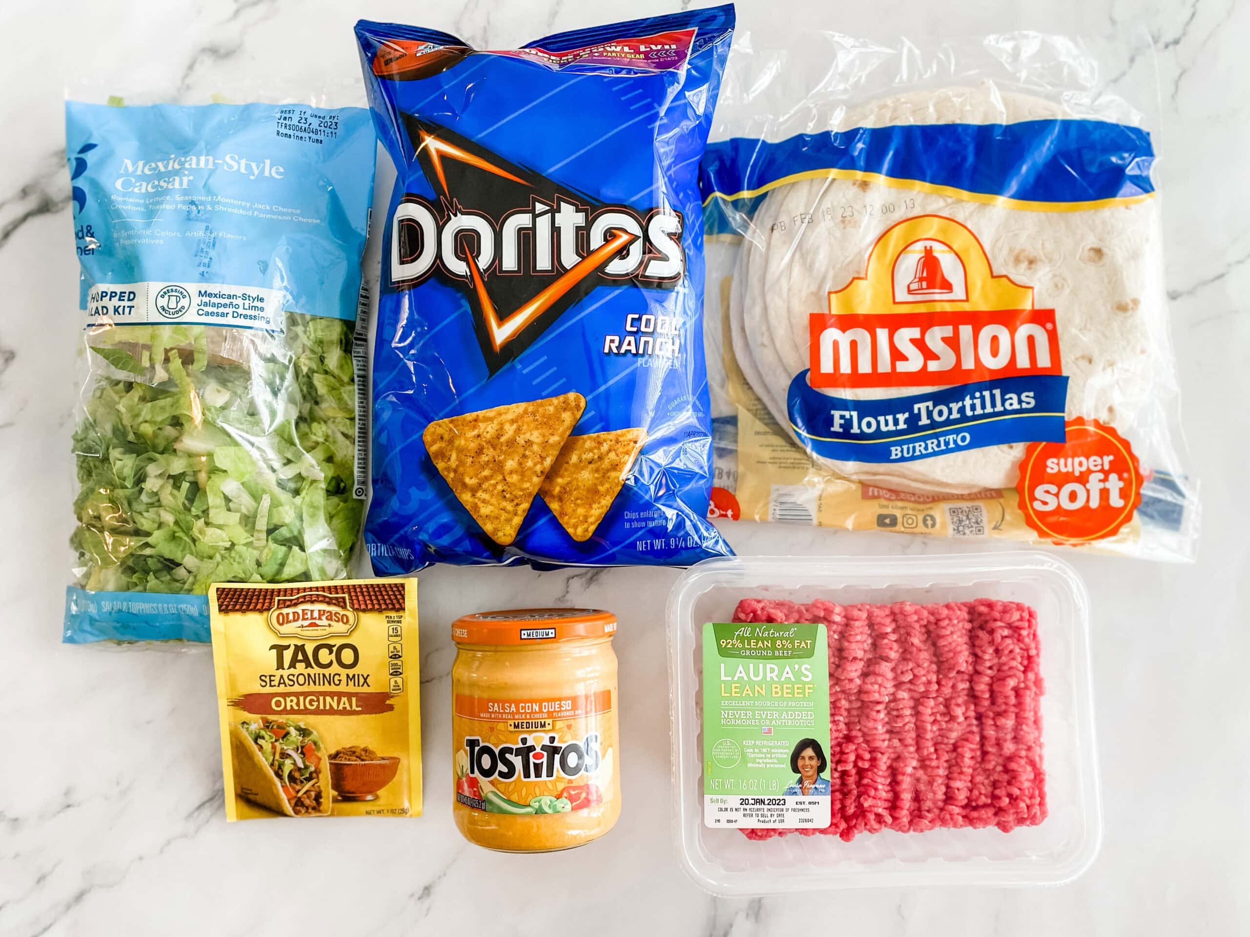 Ingredients for crunch wrap 