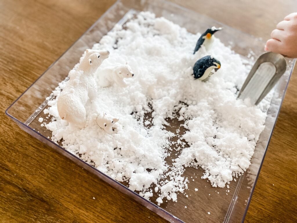 DIY Fake Snow - Just 2 Ingredients and SO Fun for Kids To Make!