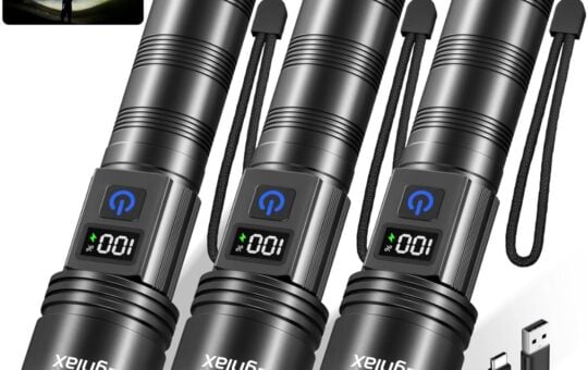 led flashlight rechargeable tughlax 3pk