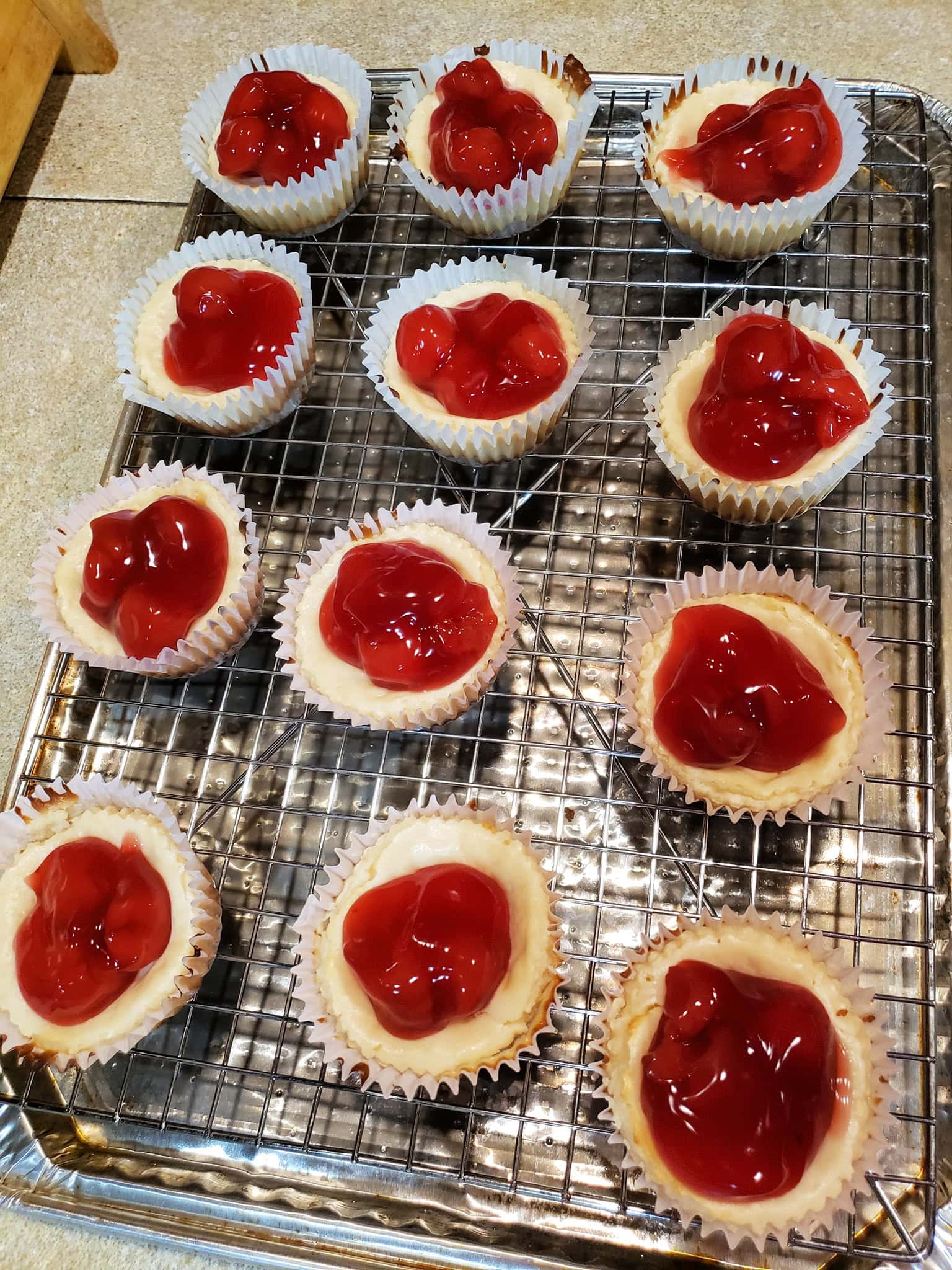 Mini Cheesecakes cooling on wire rack