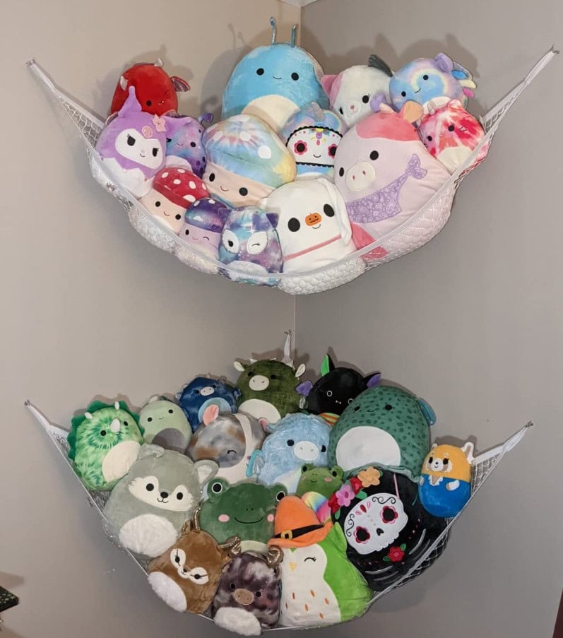 storing squishmallows in a hammock