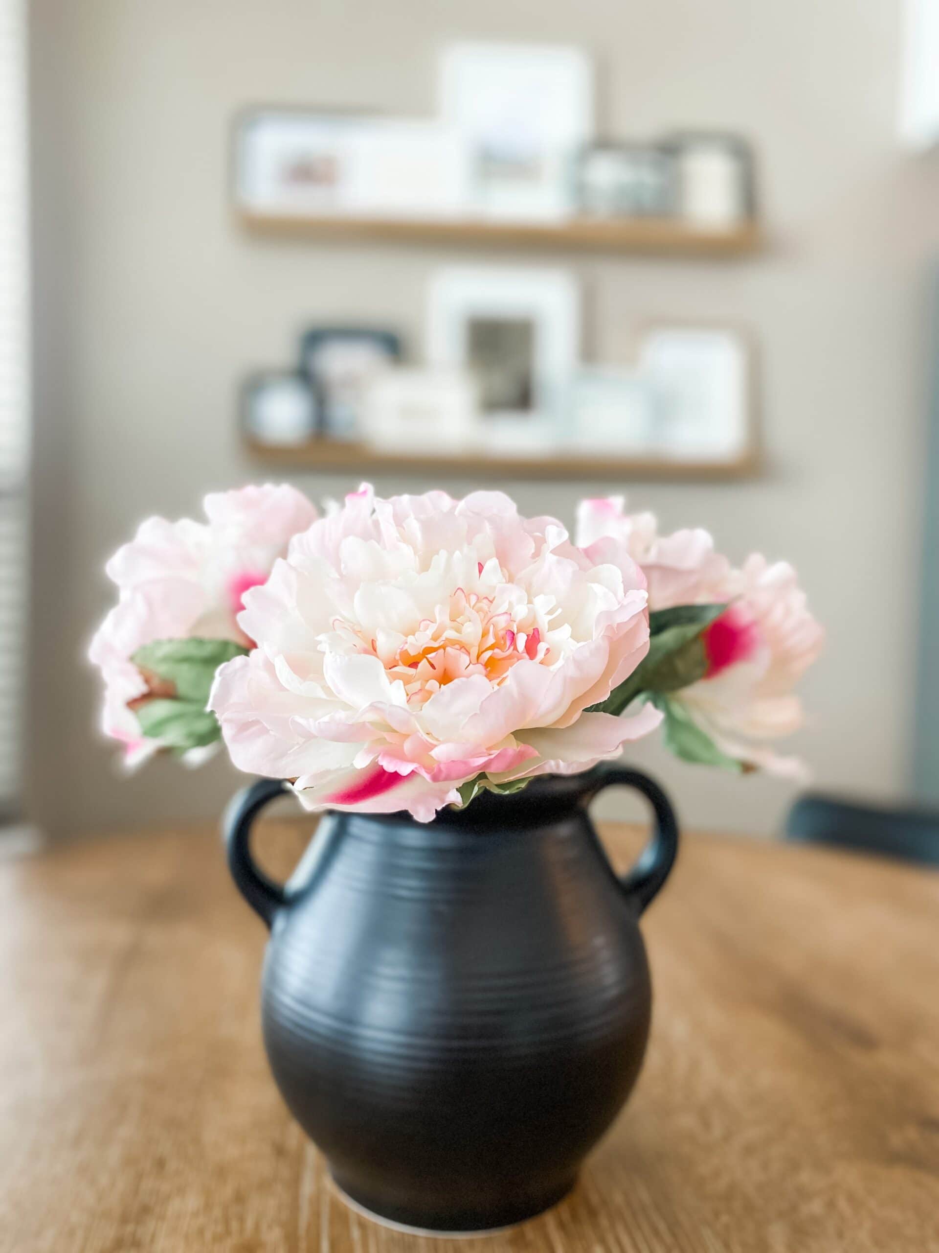 walmart vase with faux peonies