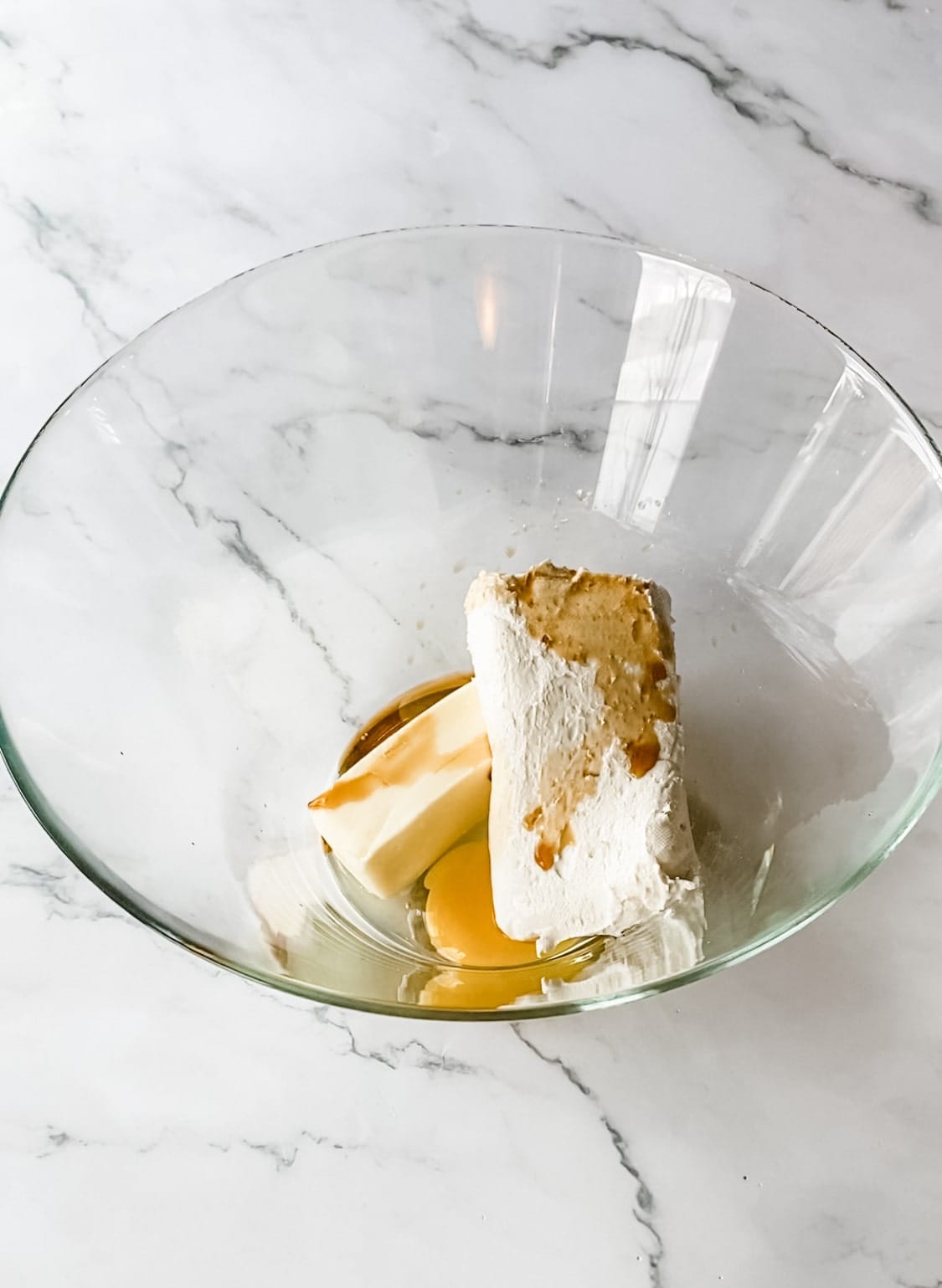 wet cookie ingredients in bowl 