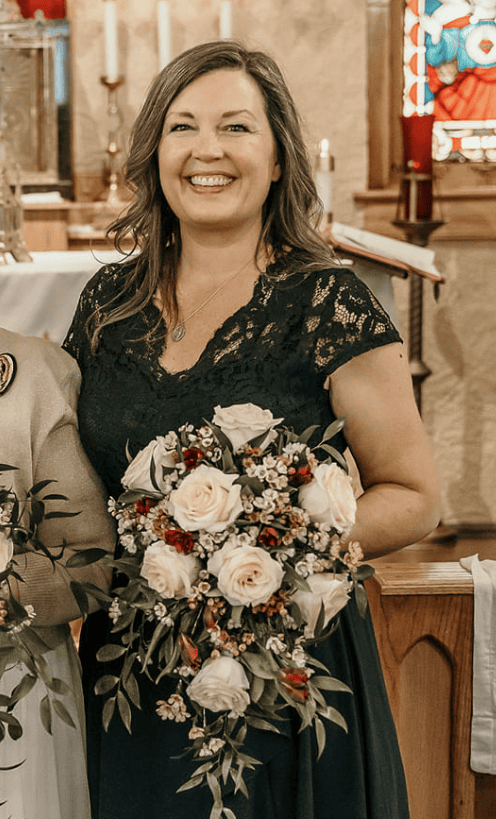 woman with curled hair