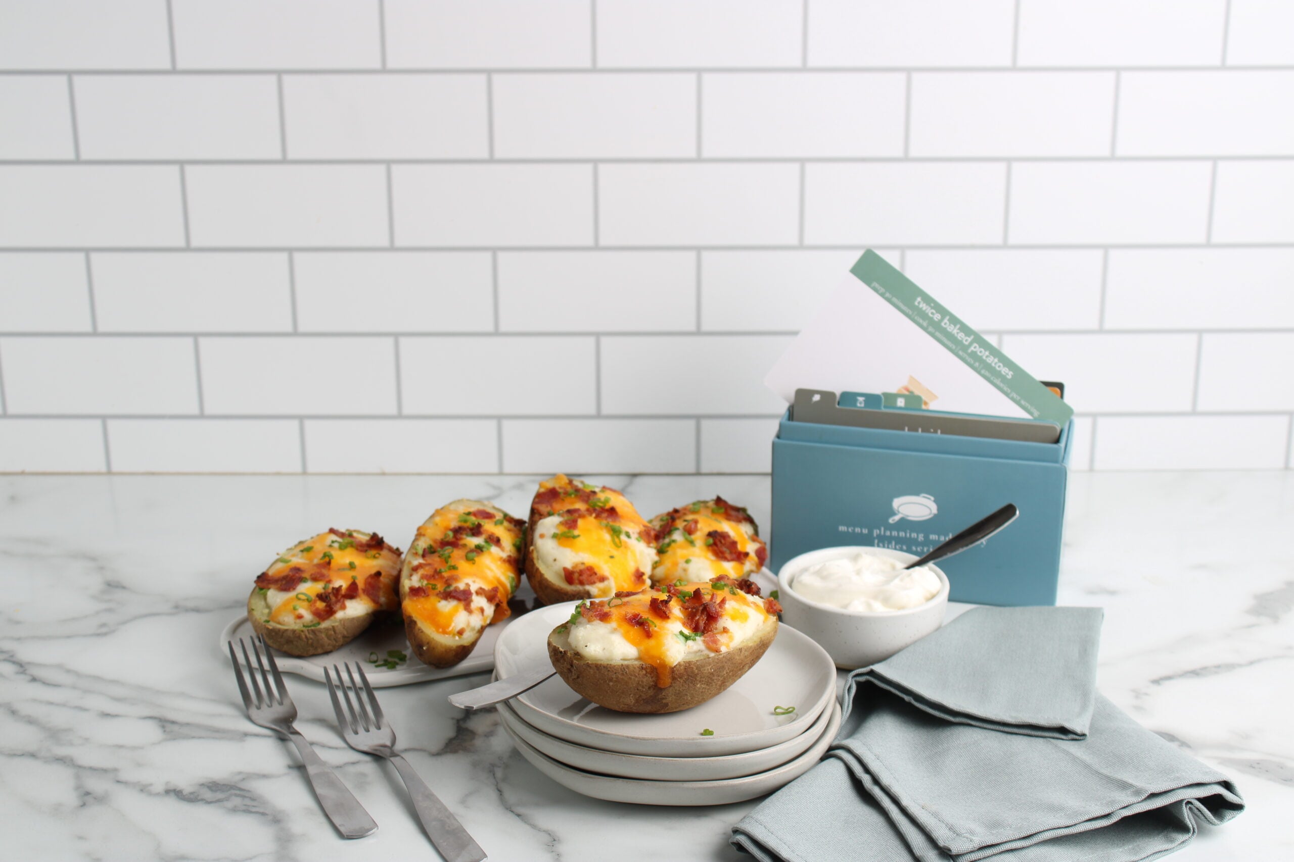 Twice Baked Potatoes with recipe box