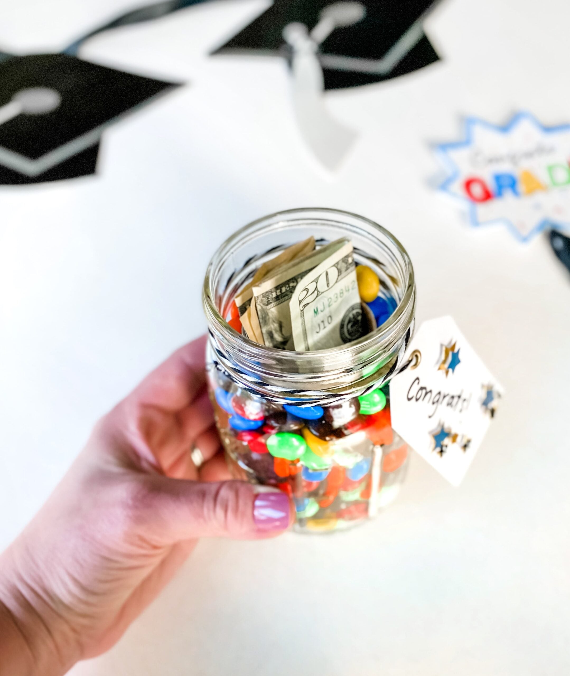 money inside of candy jar 