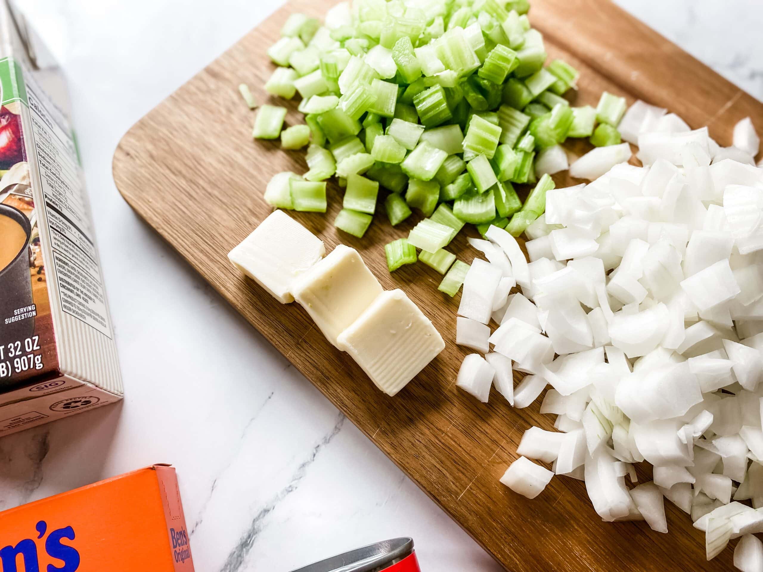 diced onions and celery