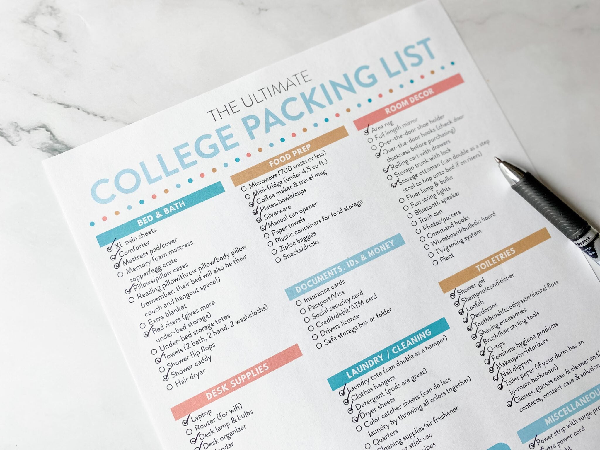 College Packing List (Get your FREE Printable List HERE!)
