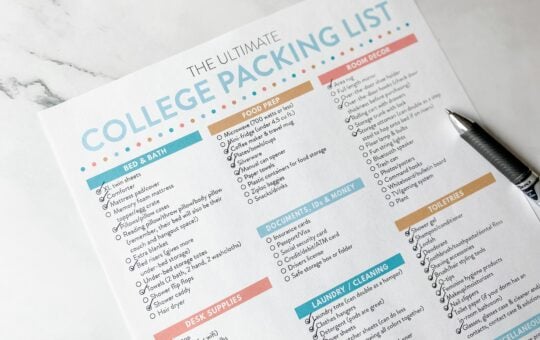 college packing list