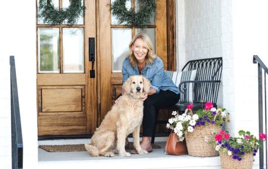 Laurie on the porch with Summit